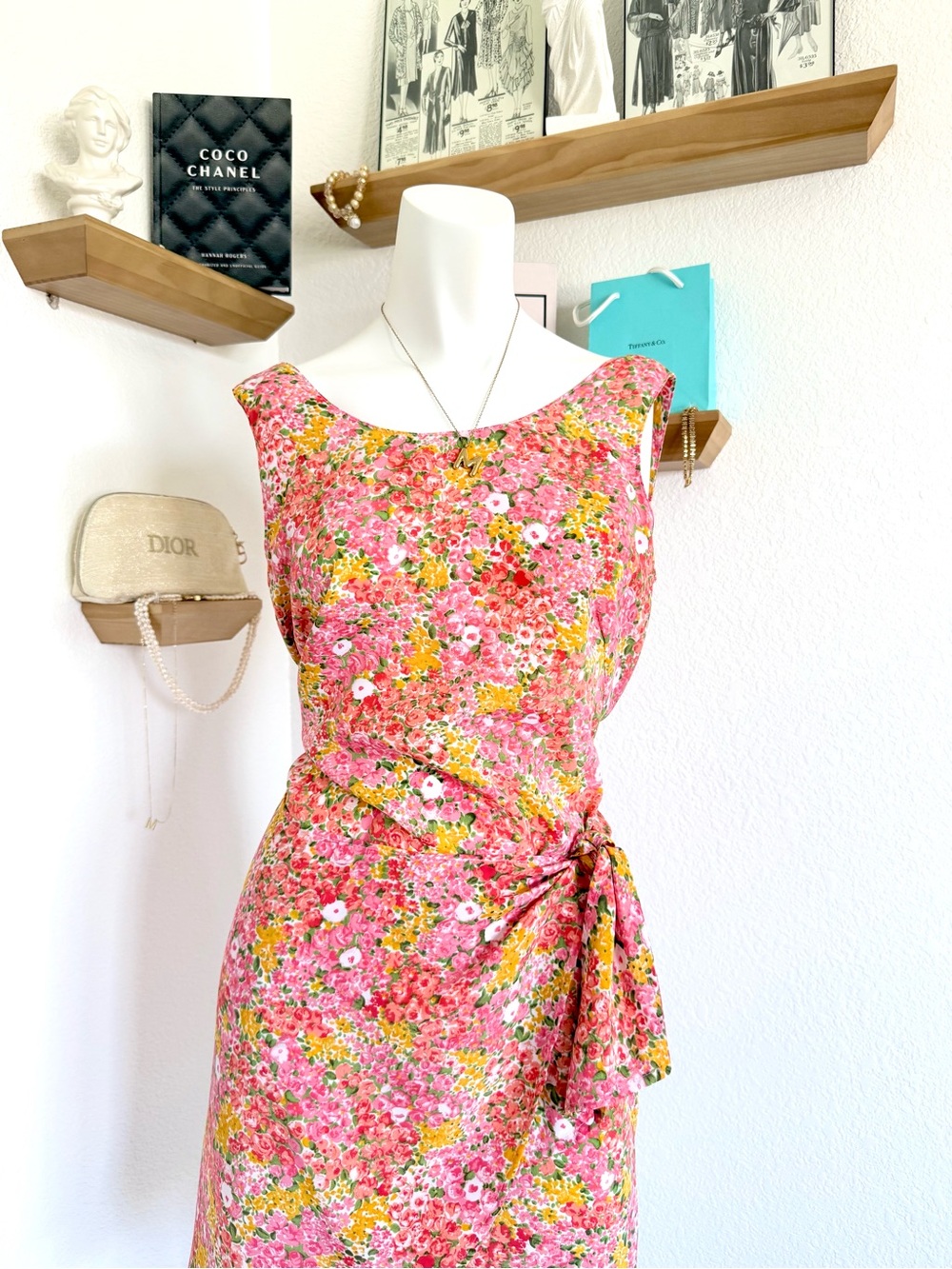 Vintage 80s Guess by Georges Marciano pink floral mini dress SIZE 2 🌸💐